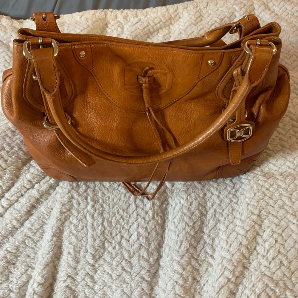 DKNY Tan Leather Shoulder Bag